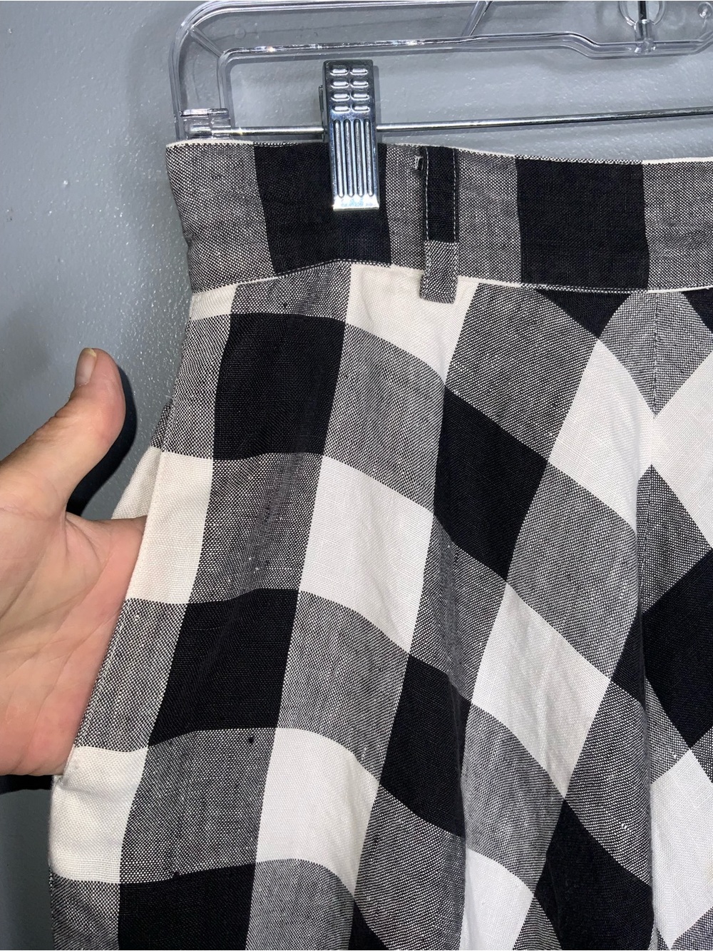 Liz Claiborne Vintage Black & White Linen Check A-Line Skirt Size 8 - Picture 7 of 9